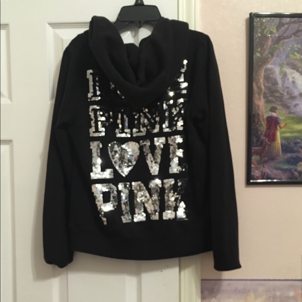 **SALE**A cute sequence Zip-up PINK hoodie!!